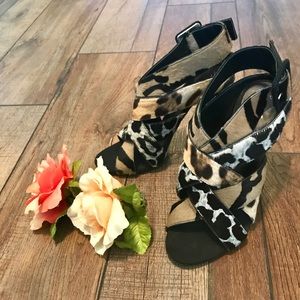 Giuseppe Zanotti Faux Fur Leather Heel Vero Cuoio